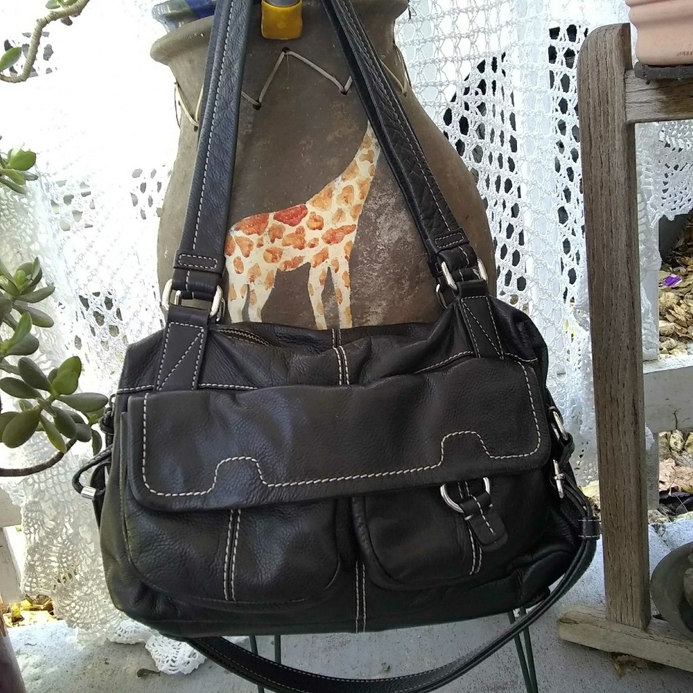 BANANA REPUBLIC BLACK LEATHER SHOULDER BAG - Picture 5 of 8